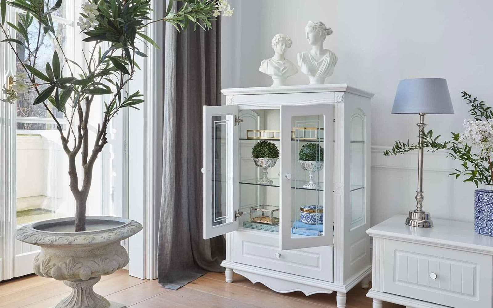Vitrina Elizabeth, 2 Uși, 80x48x120cm, Alb