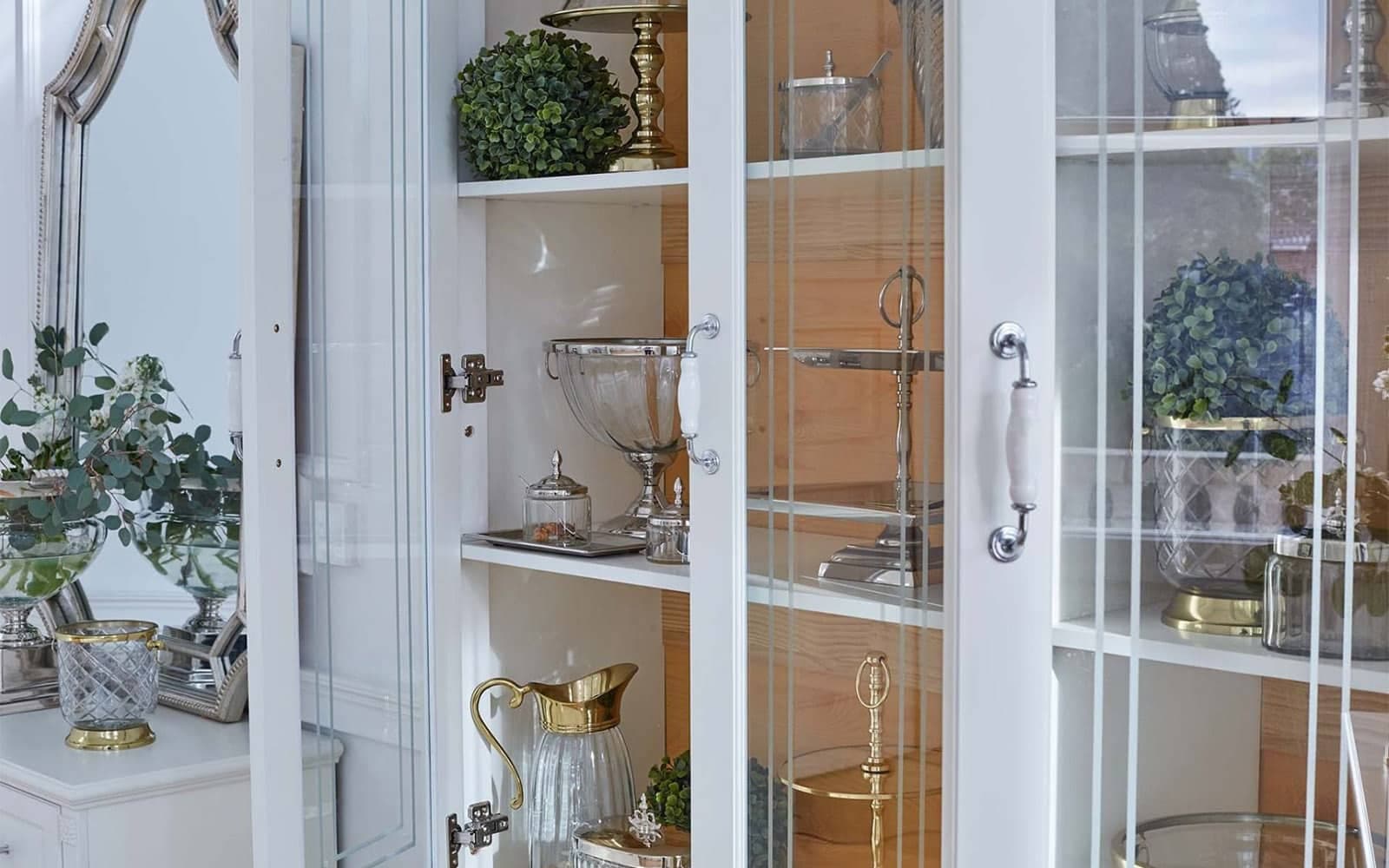 Vitrina Elizabeth, 3 Uși, 139x43x223cm, Alb
