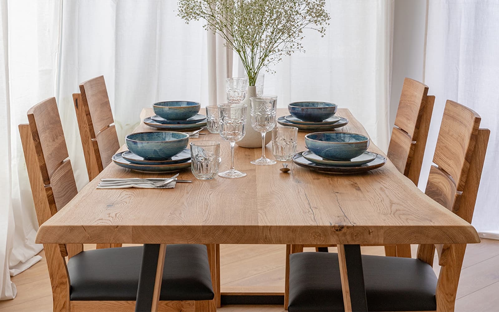 Masă Dining Gianna, Stejar Masiv, 180x90 cm sau 200x100 cm
