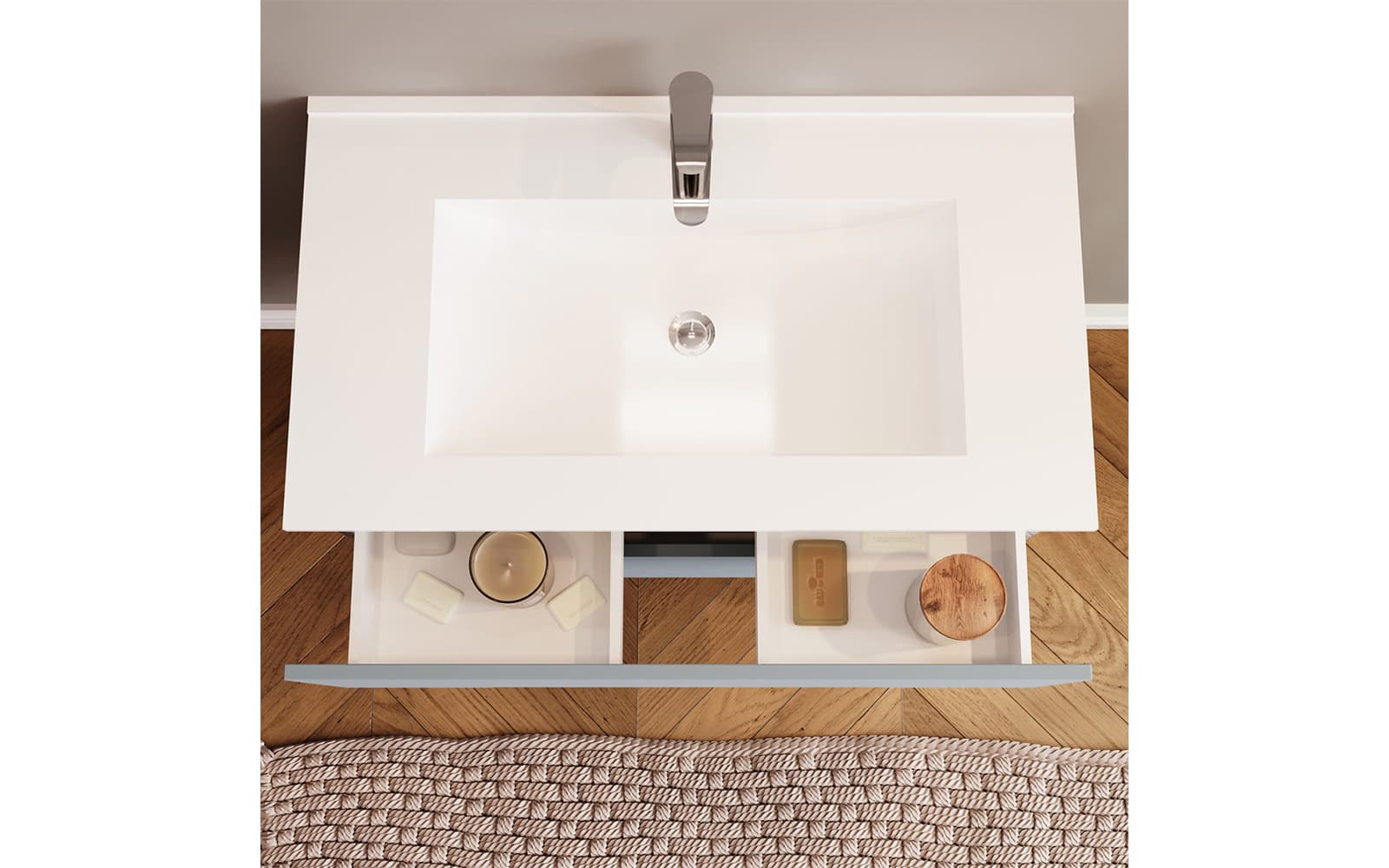 Set Mobilier Baie Suspendat Orchid, Lavoar Dublu
