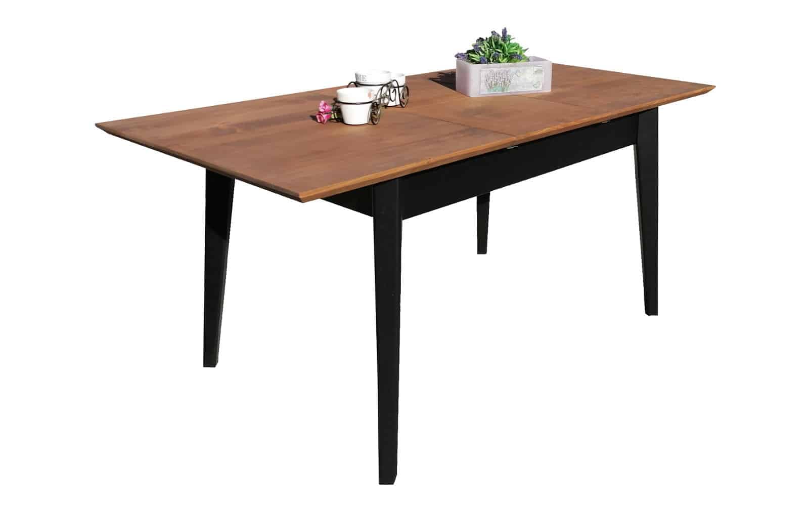 Masă Dining Extensibilă Timeless, Lemn Masiv, 120/160x80x76 cm, Negru