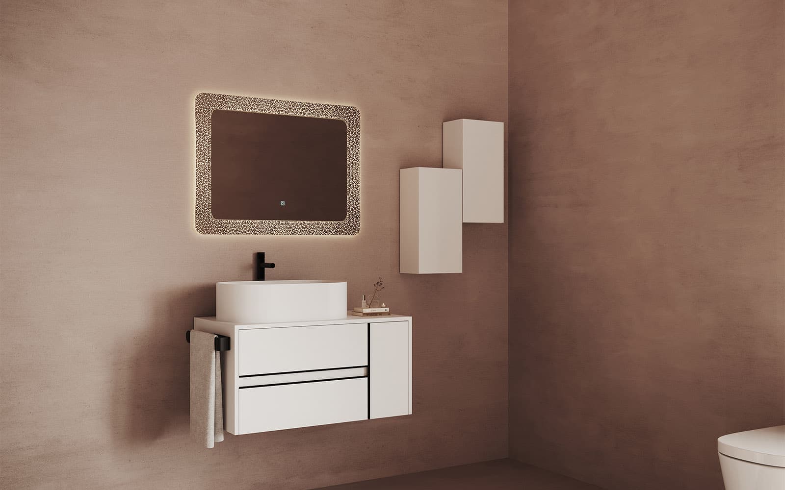 Oglinda cu iluminare LED si acționare touch, Efect Cristale, 80x60cm