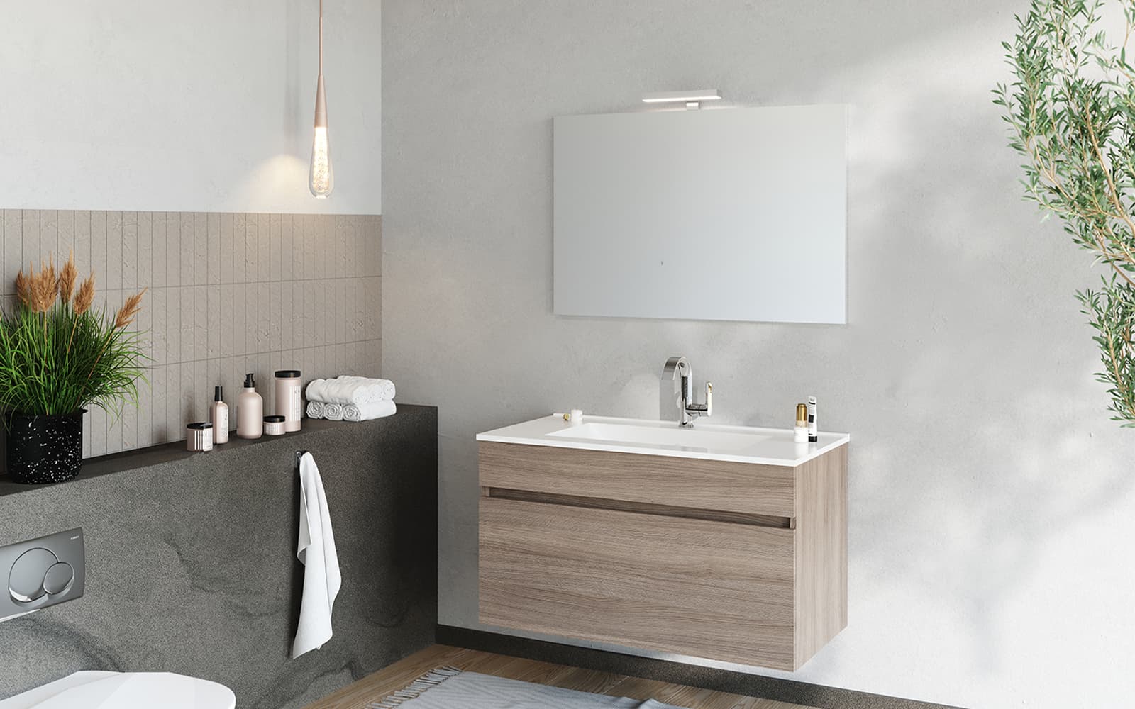 Set Mobilier Baie Suspendat Salta, Personalizabil din lemn masiv