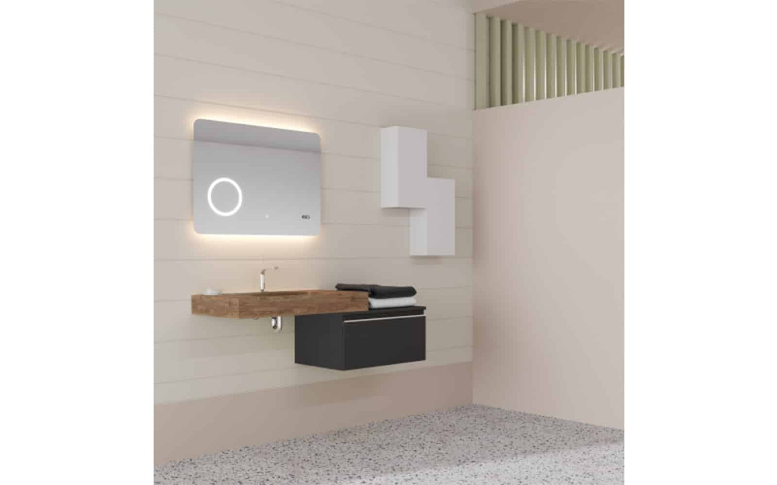 Oglinda cu Ceas, Iluminare LED si Lupa Touch 80x60cm / 100x70cm din lemn masiv