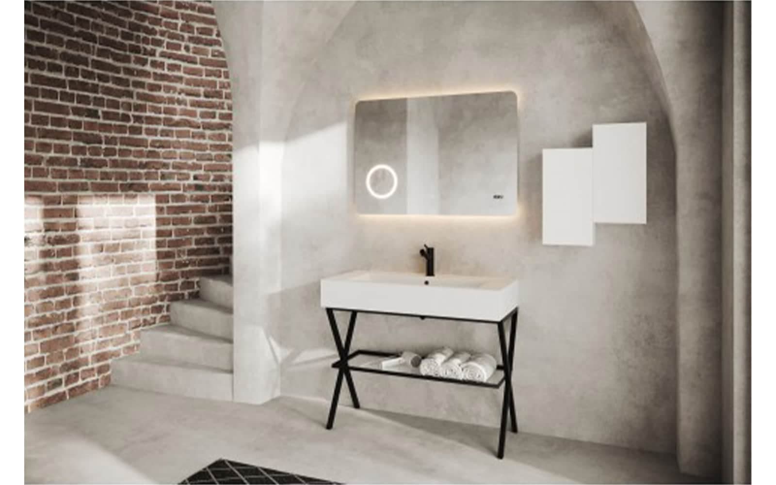 Oglinda cu Ceas, Iluminare LED si Lupa Touch 80x60cm / 100x70cm
