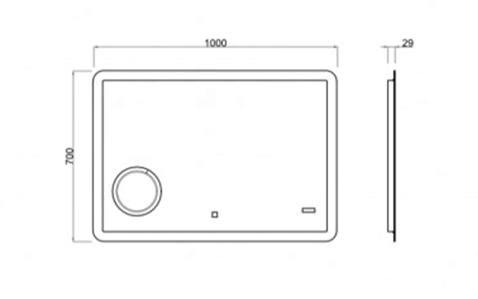 Oglinda cu Ceas, Iluminare LED si Lupa Touch 80x60cm / 100x70cm