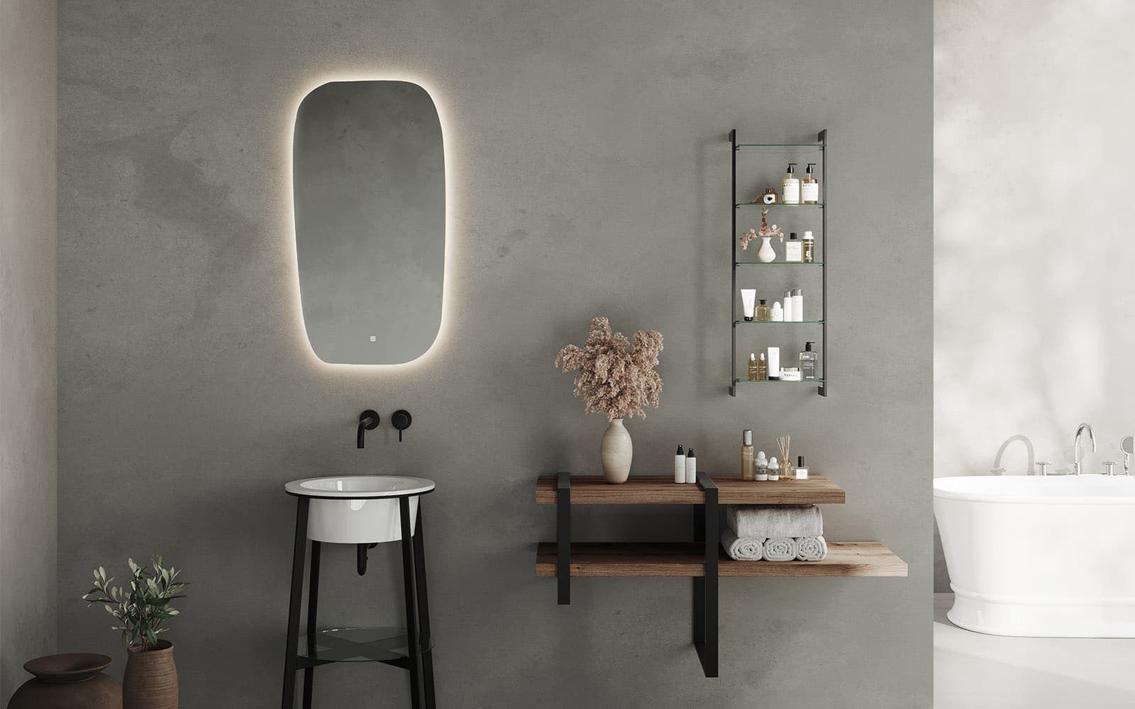 Oglindă cu iluminare LED si acționare touch, 54x100cm
