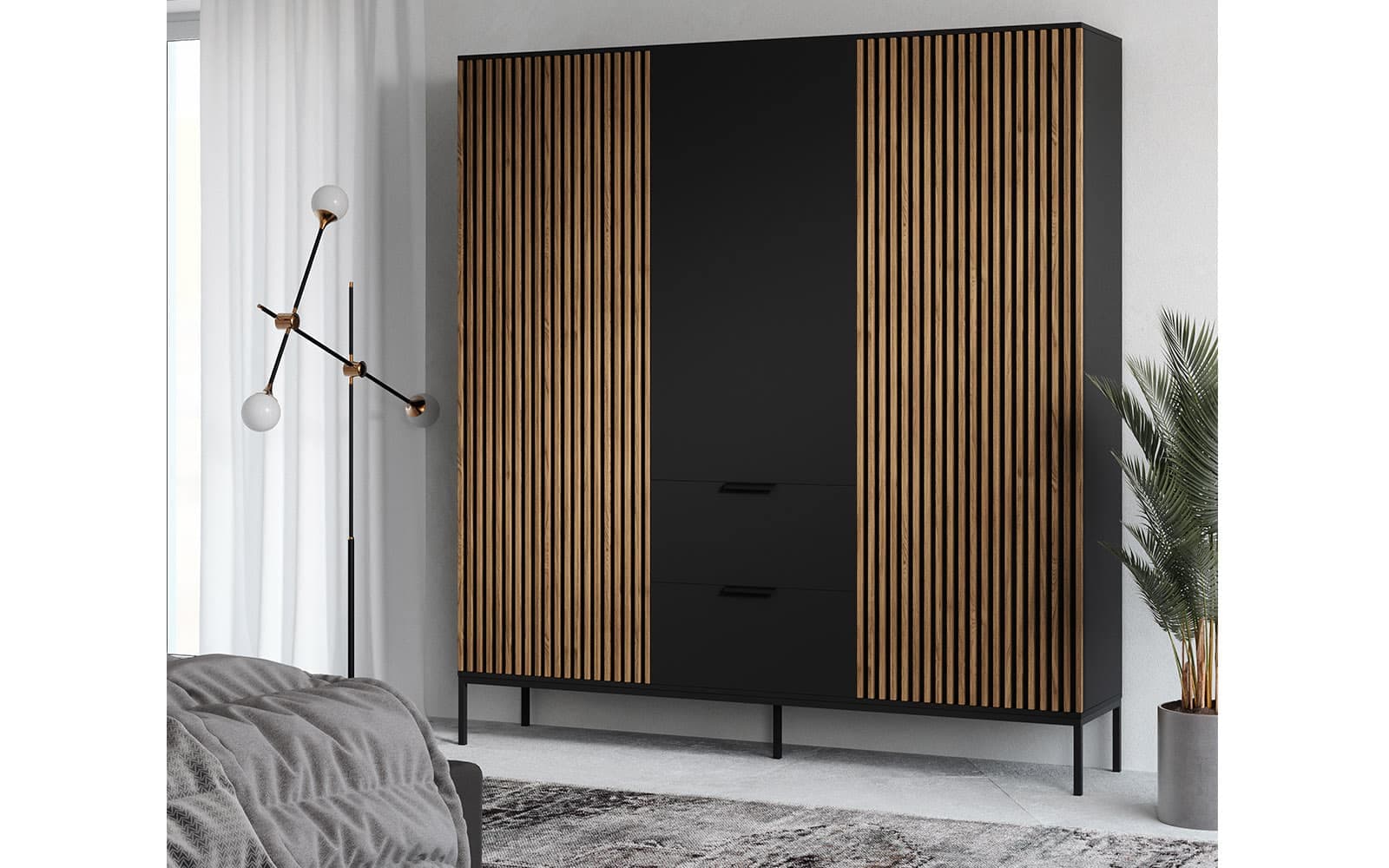 Dulap Sia, 185x60x200cm, Negru