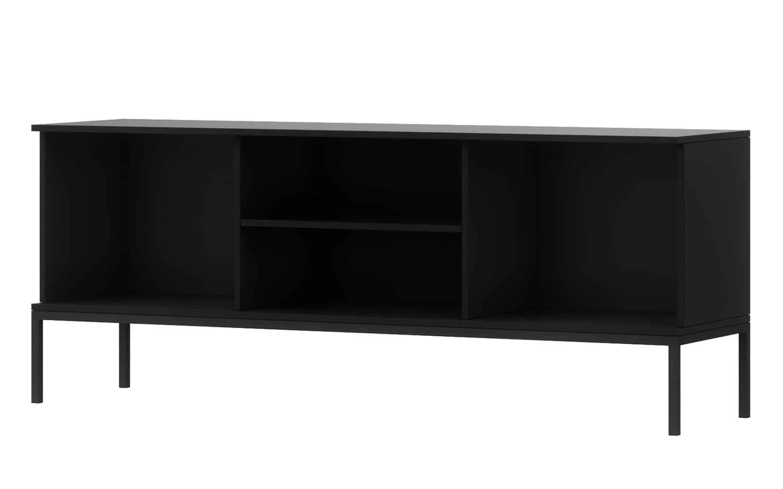 Comodă TV Sia, 150x40x60cm, Negru din lemn masiv