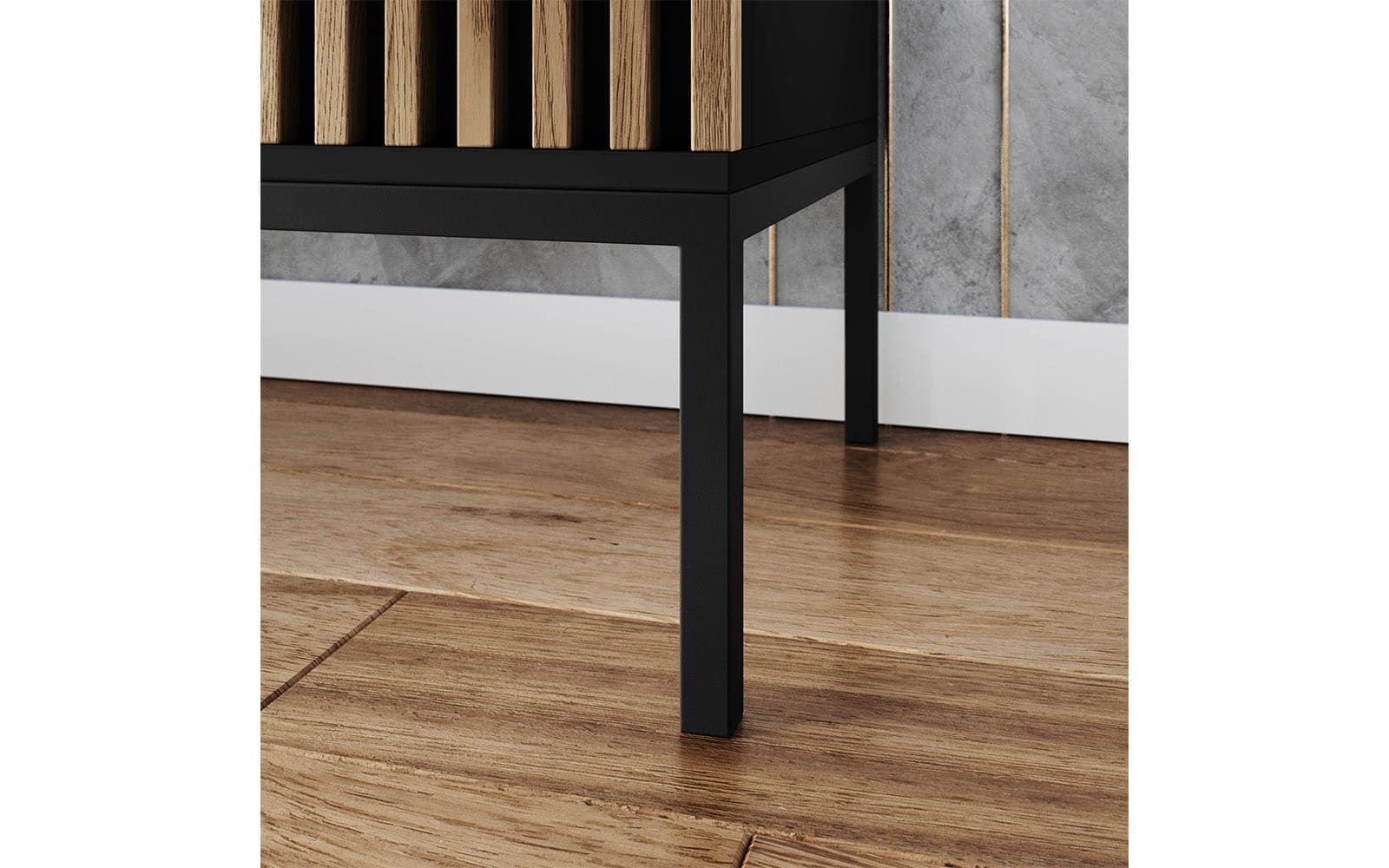 Comodă TV Sia, 150x40x60cm, Negru din lemn masiv
