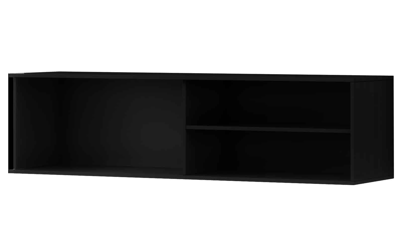 Comodă TV Suspendată Sia, 150x40x40cm, Negru din lemn masiv
