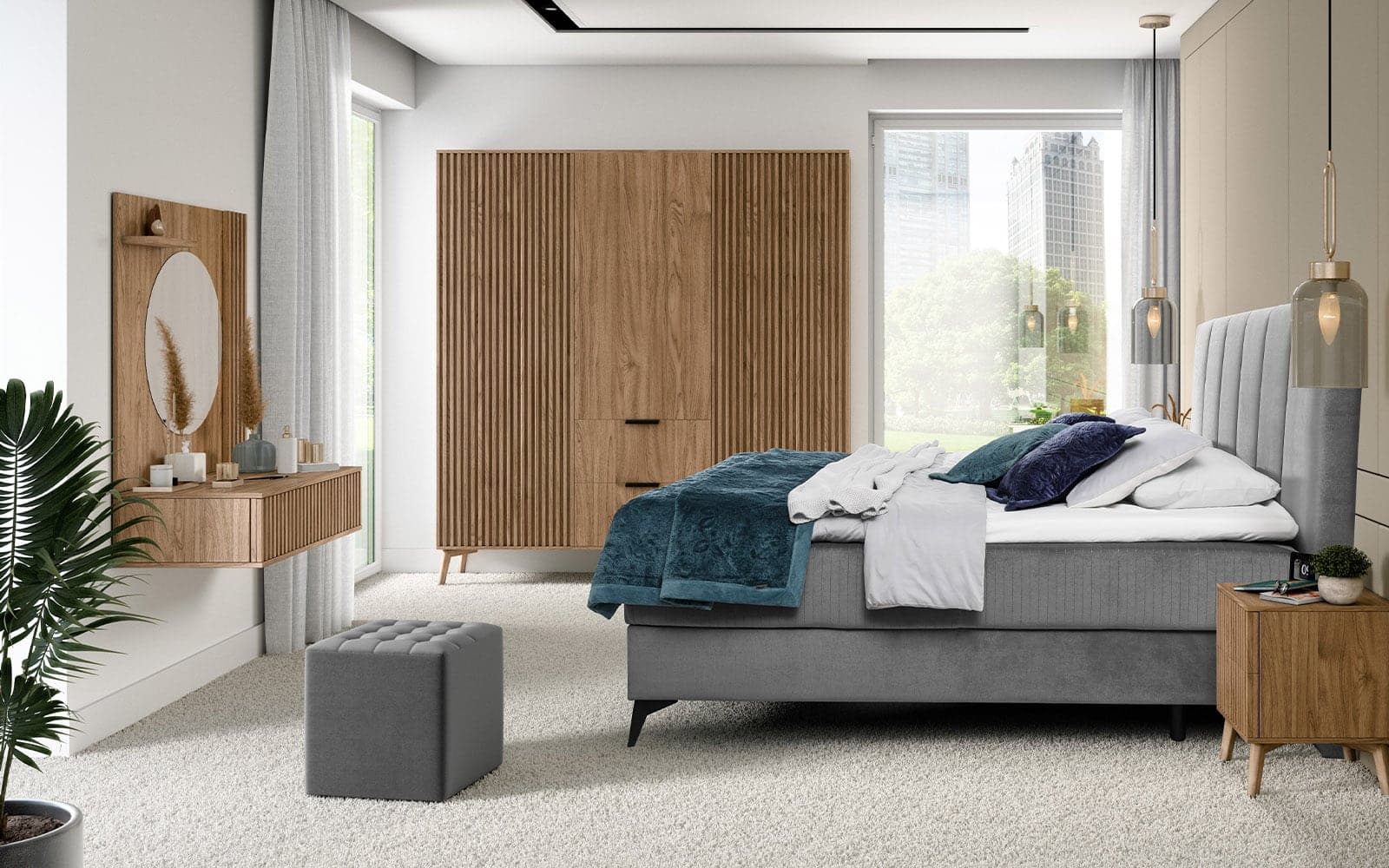 Dulap Sia, 185x60x192cm, Nature din lemn masiv
