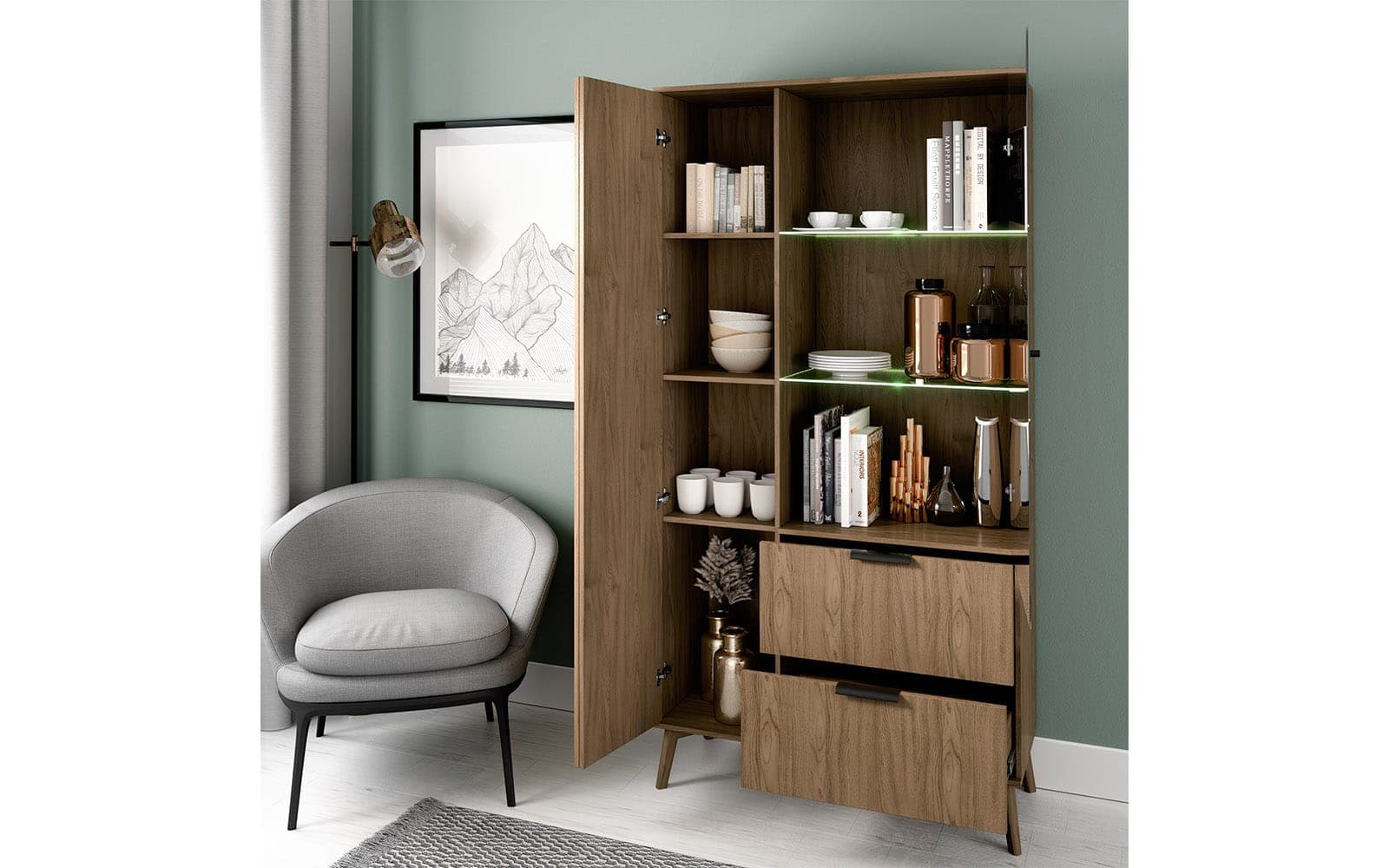 Vitrină Sia, 100x60x192cm, Nature