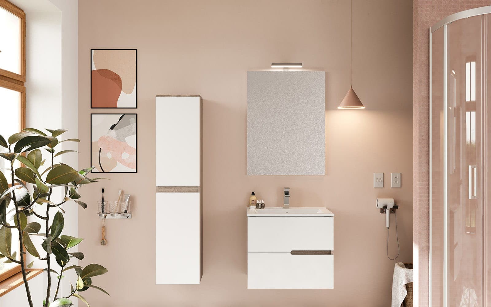 Set Mobilier Baie Suspendat Bello, 60cm