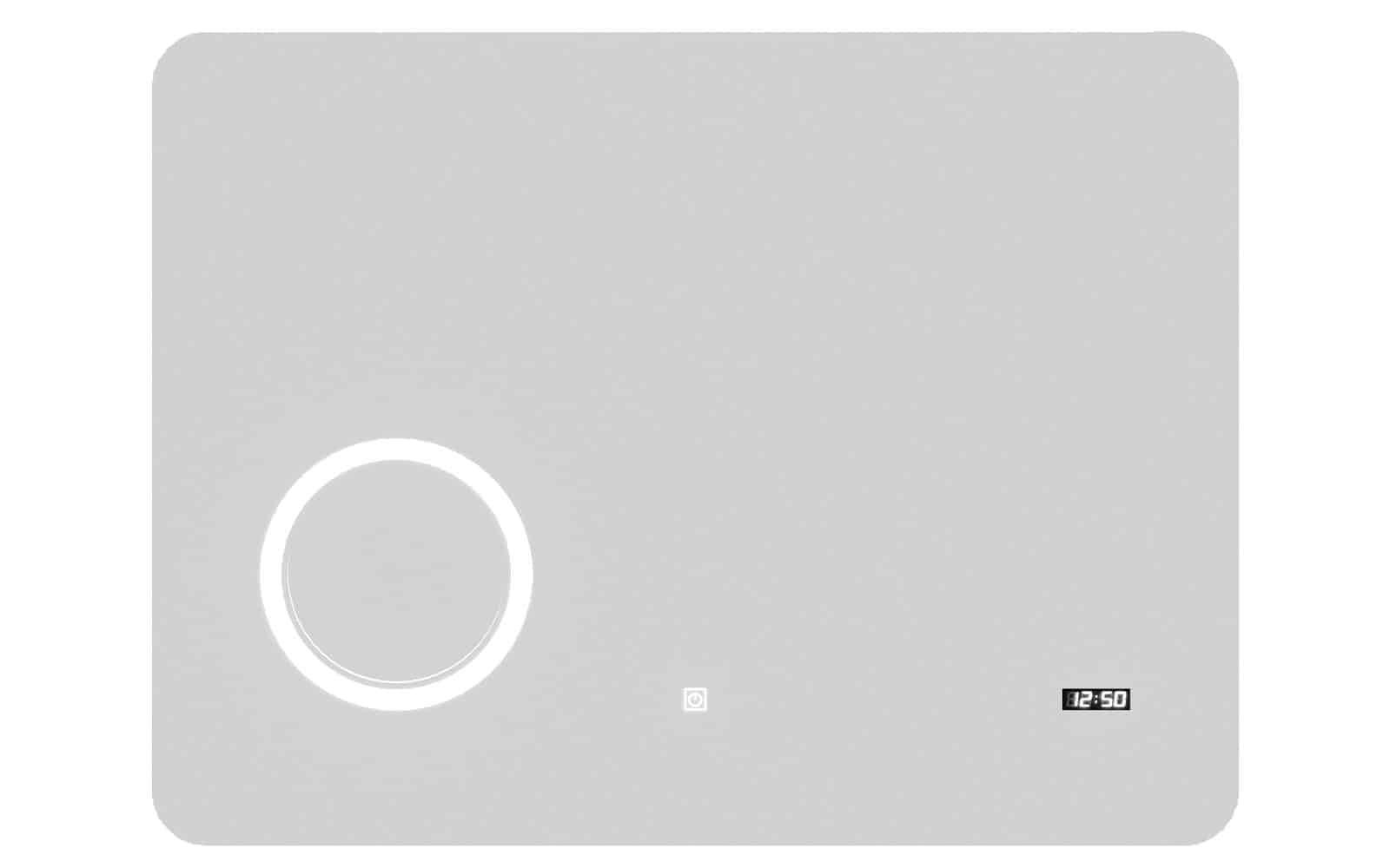 Oglinda cu Ceas, Iluminare LED si Lupa Touch, 100x70cm
