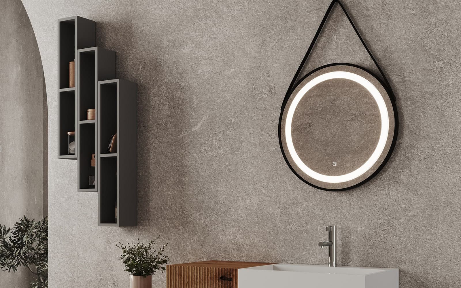 Oglinda cu iluminare LED si acționare touch, 60 cm