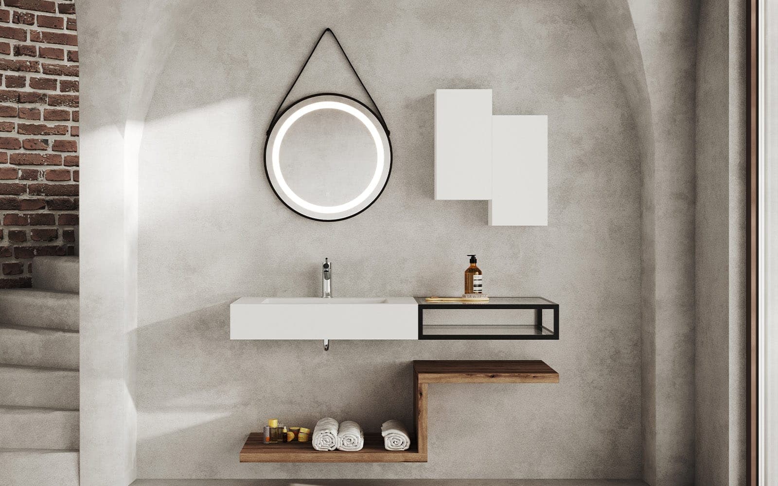 Oglinda cu iluminare LED si acționare touch, 60 cm