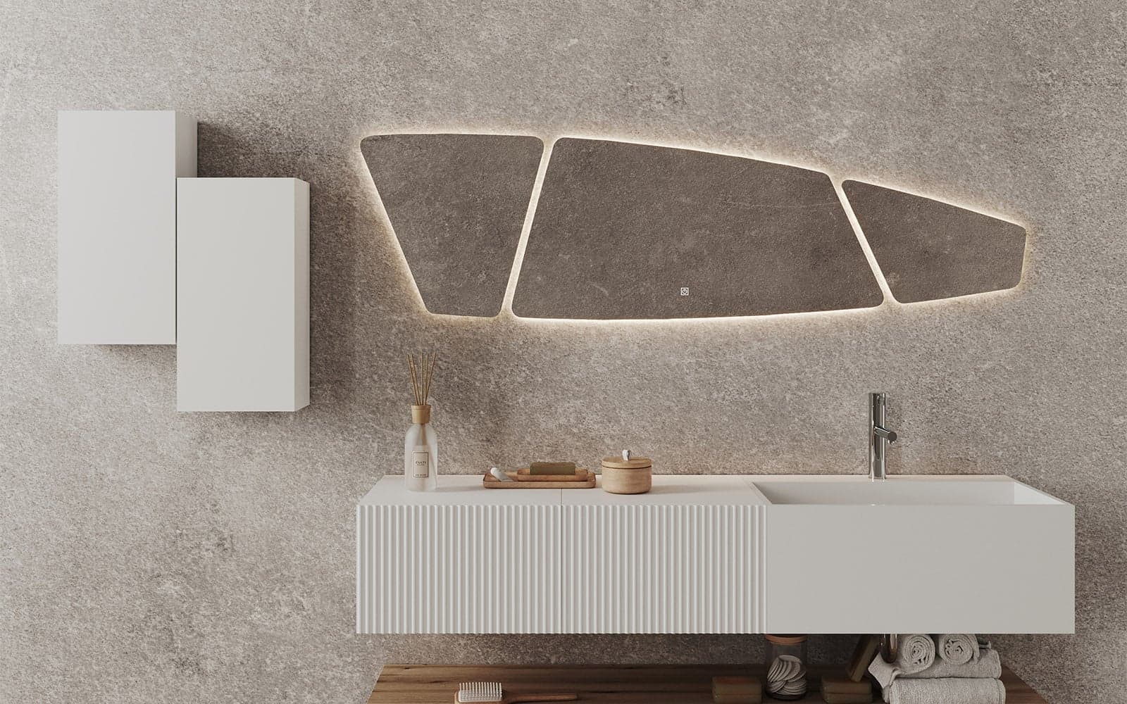 Oglinda cu iluminare LED si acționare touch, 150x42cm