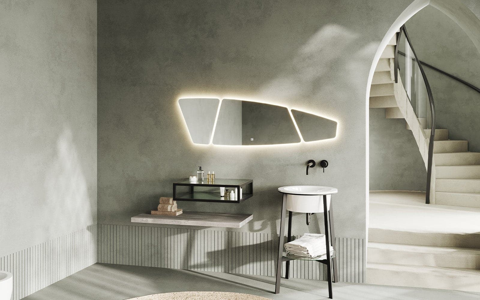 Oglinda cu iluminare LED si acționare touch, 150x42cm