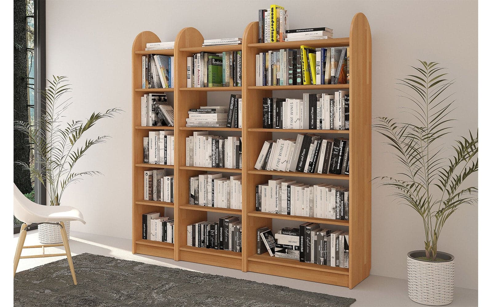 Corp Bibliotecă Hans, Lemn Masiv Fag - Etajeră, L 40/60/80cm