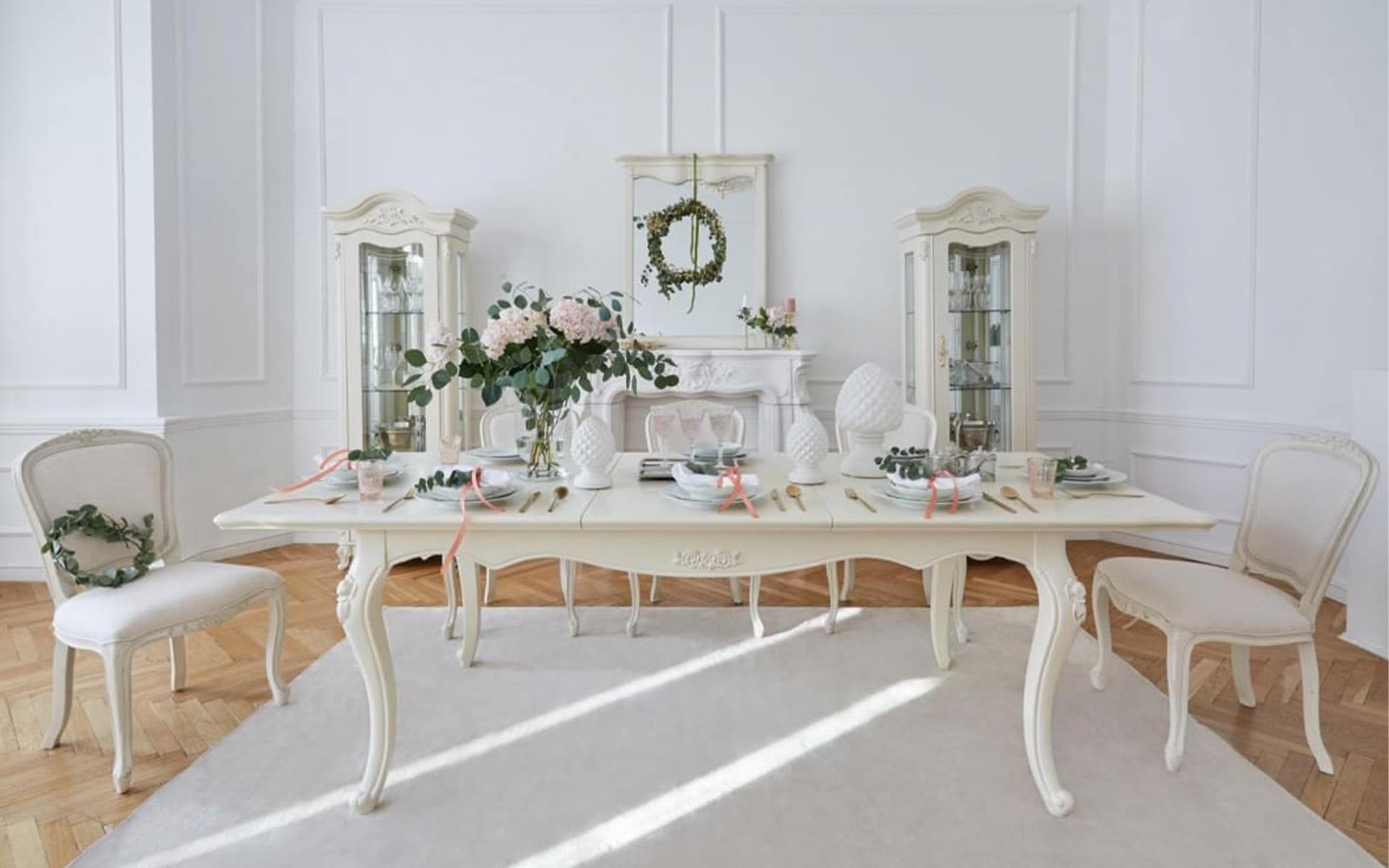 Masă Dining Extensibilă Paris, 180/240x100x80cm, Alb