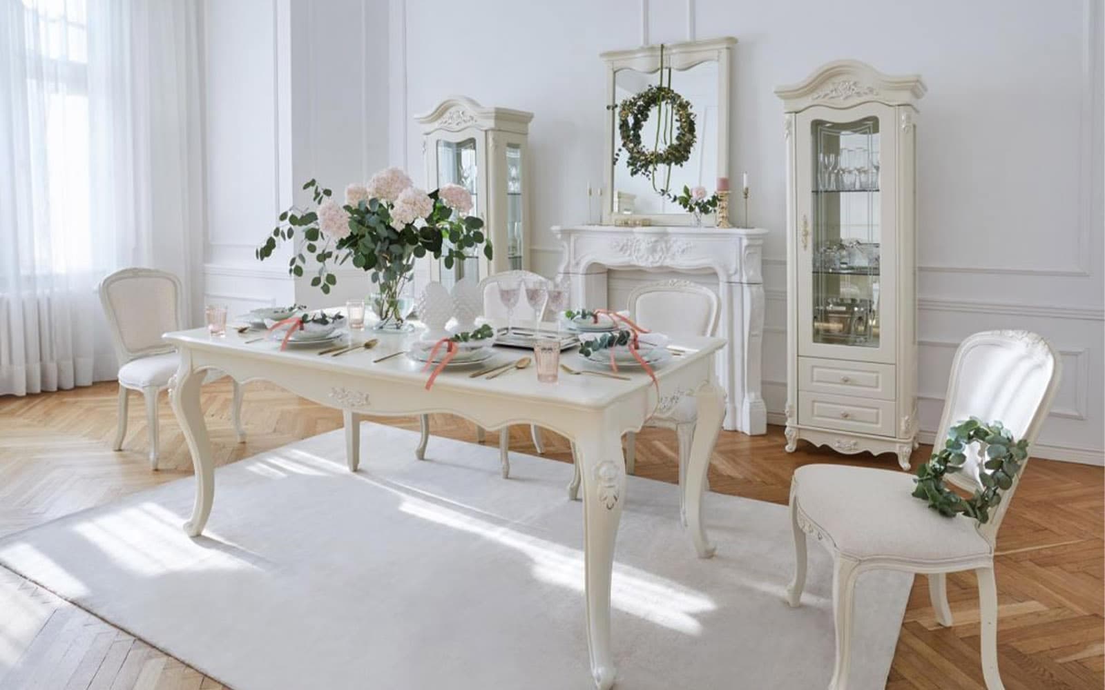 Masă Dining Extensibilă Paris, 180/240x100x80cm, Alb