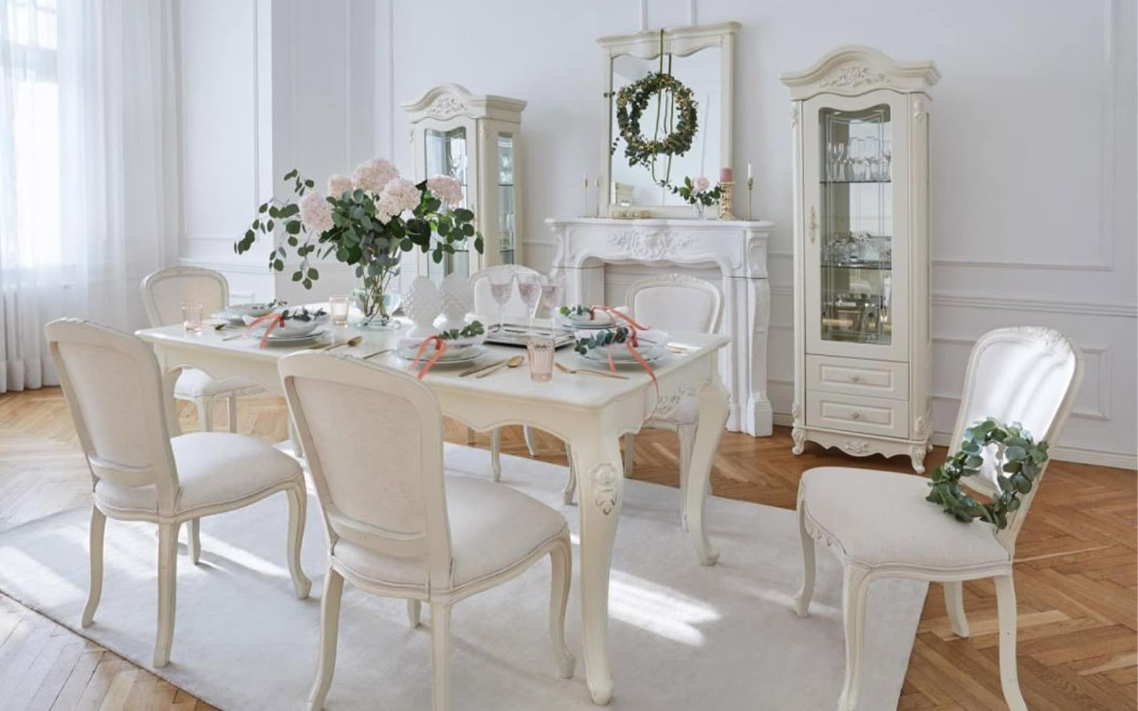 Masă Dining Extensibilă Paris, 180/240x100x80cm, Alb