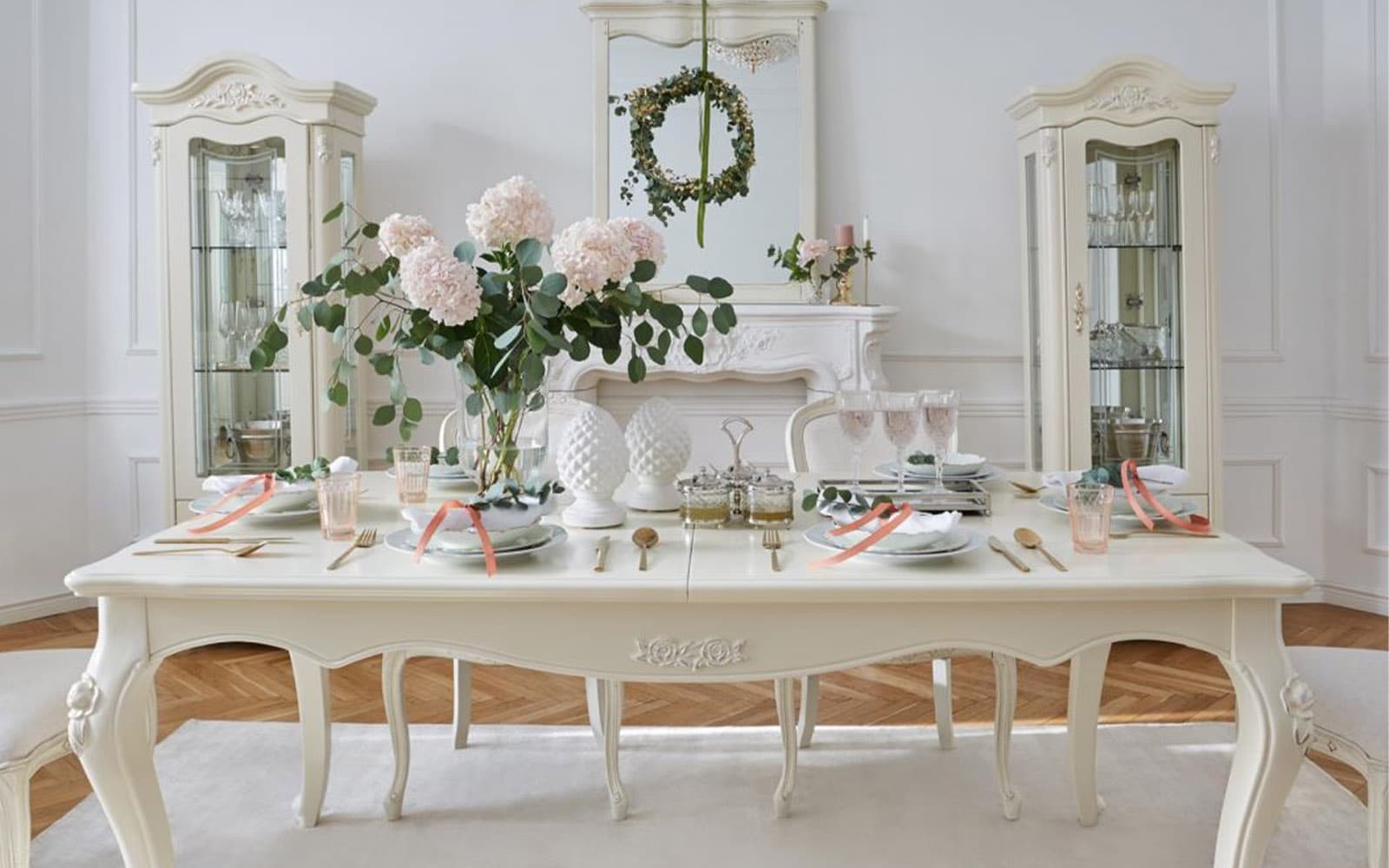 Masă Dining Extensibilă Paris, 180/240x100x80cm, Alb