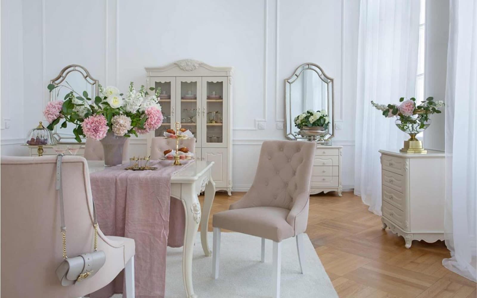 Masă Dining Extensibilă Paris, 180/240x100x80cm, Alb