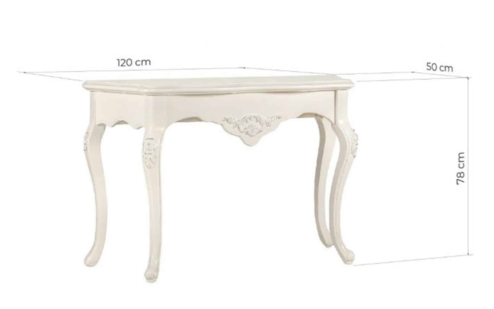 Consola Paris, 120x50x78cm, Alb