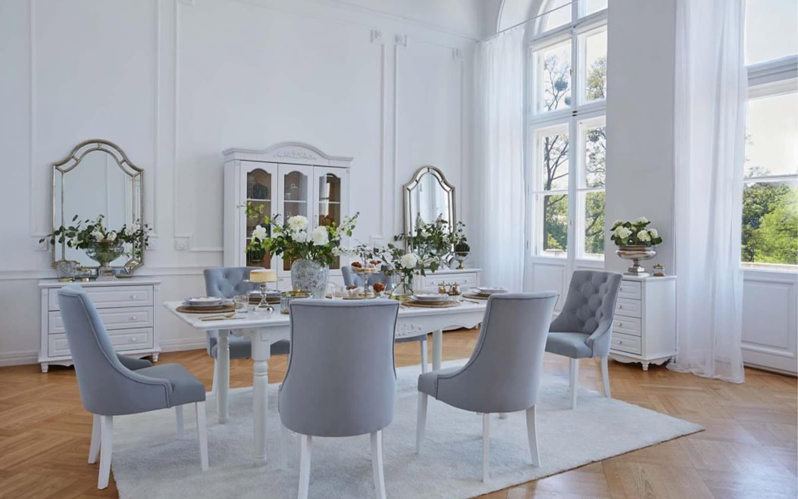 Scaun Dining Paris, 56x65x98cm, Blue/Beige