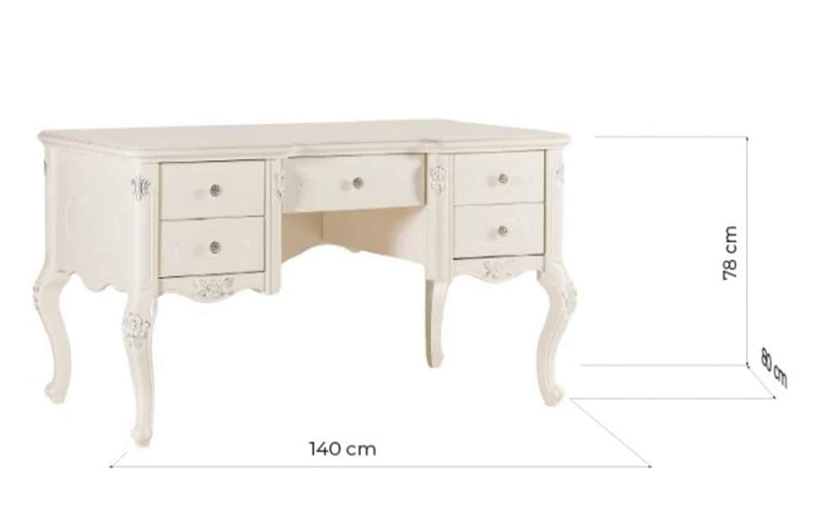 Birou Paris, 140x80x78cm, Alb