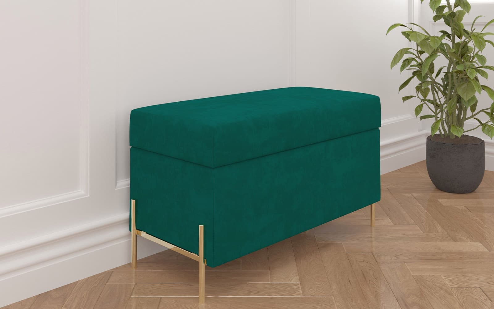 Băncuță Tapițată Zoe, 80x37x46 cm din lemn masiv