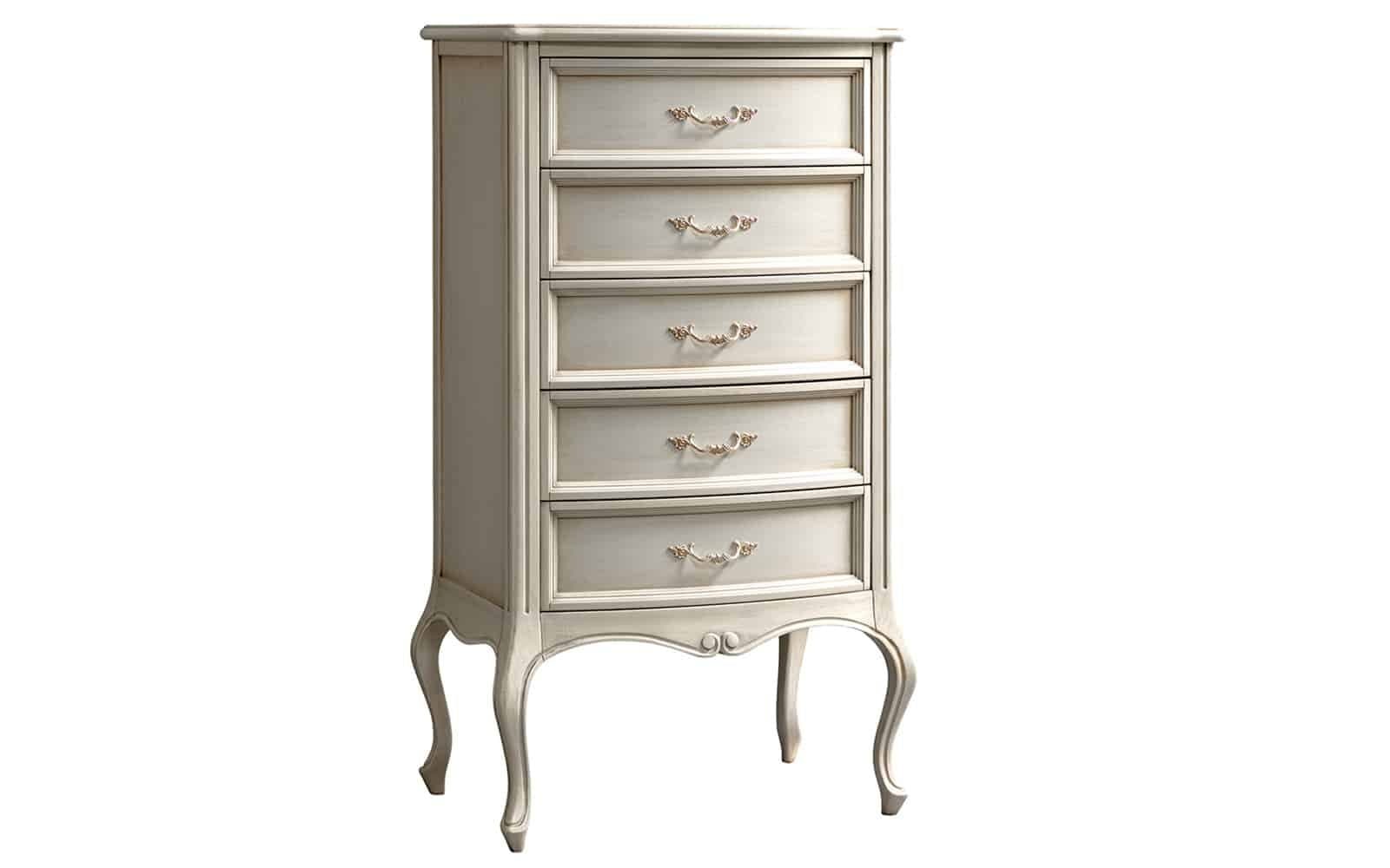 Comoda Ambra, Lemn Masiv, Crem, 74x52x133cm