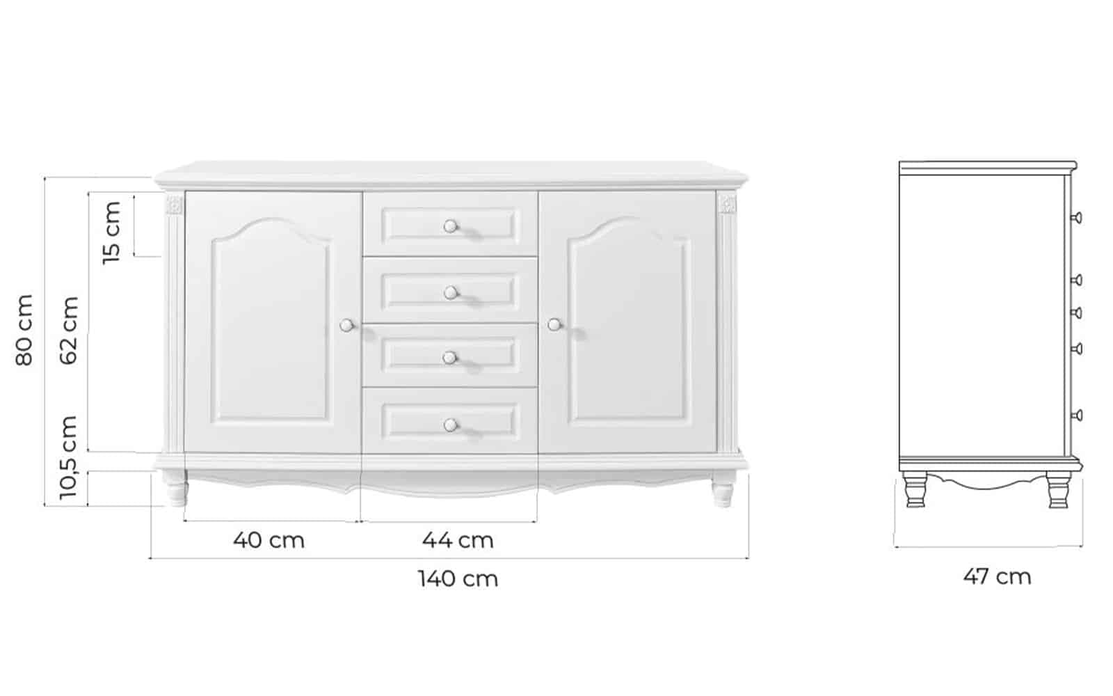 Set Living Elizabeth, 3 Piese, Alb
