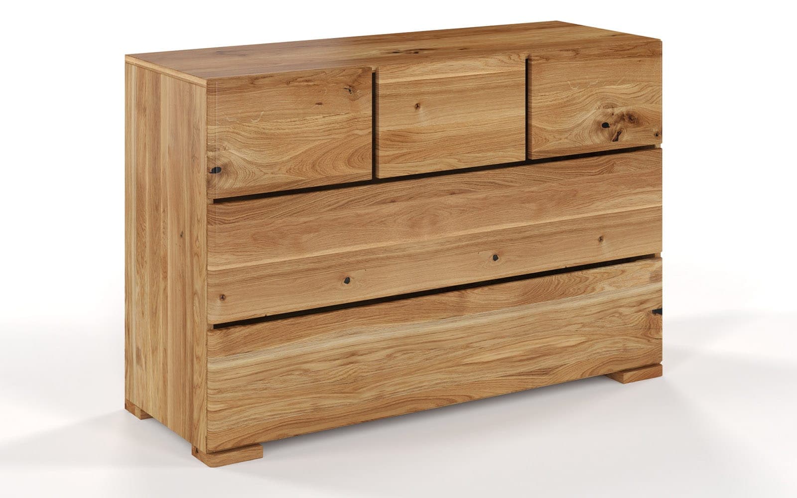 Comodă TerraCraft, Lemn Masiv Stejar, 3+2 Sertare, 120x45x81cm