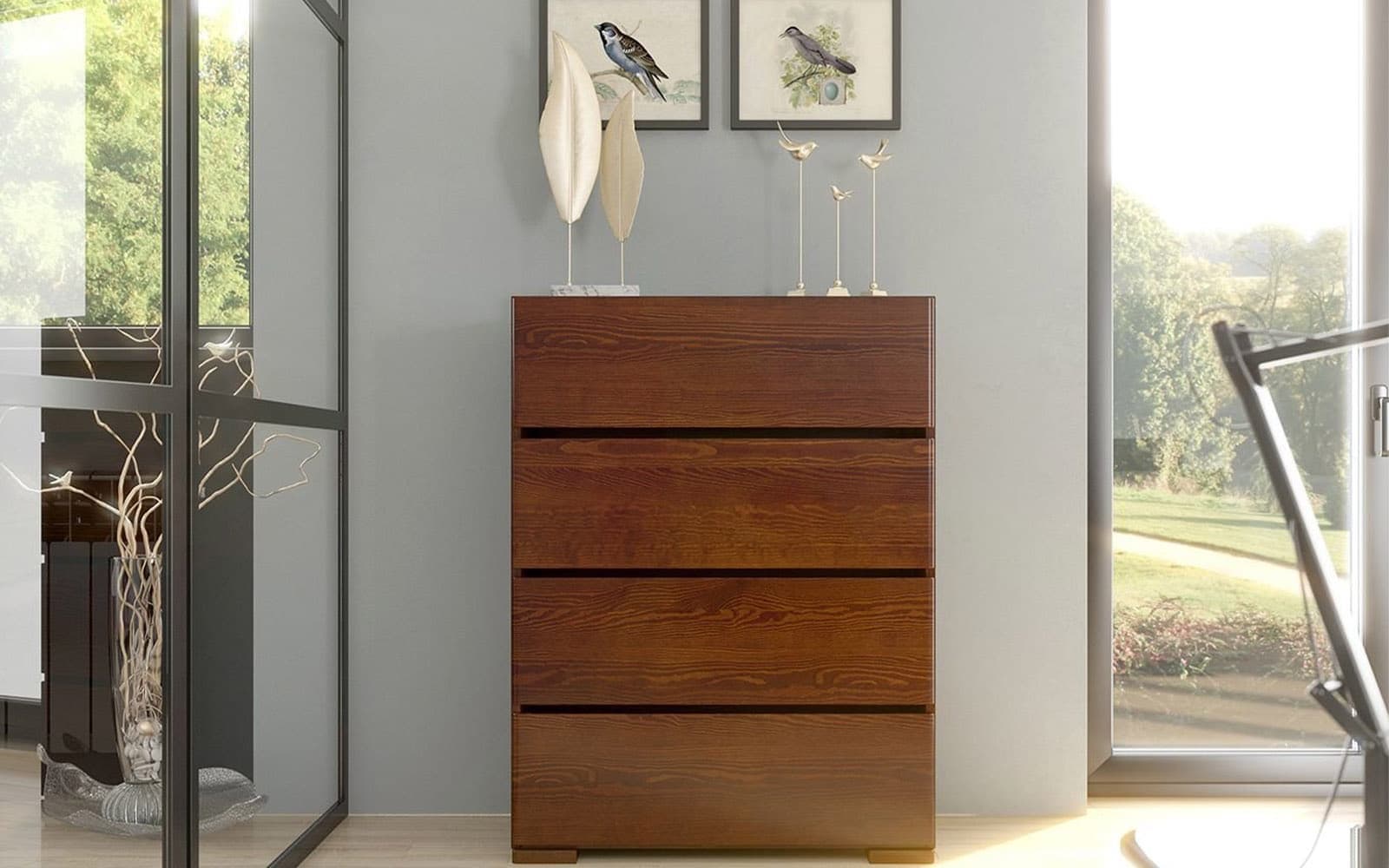 Comodă TerraCraft, Lemn Masiv Pin, 4 Sertare, 80x45x108cm