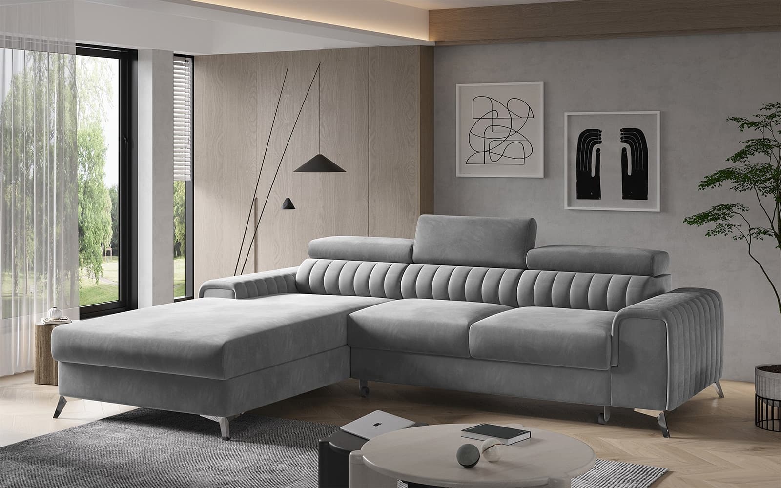 Colțar Gray, Extensibil, Ladă de Depozitare, Personalizabil