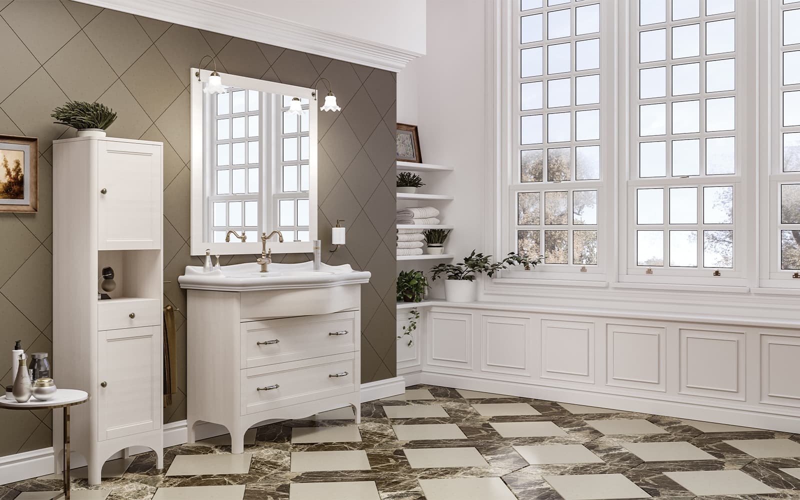 Set Mobilier Baie Dante Nuc/Alb, 115cm