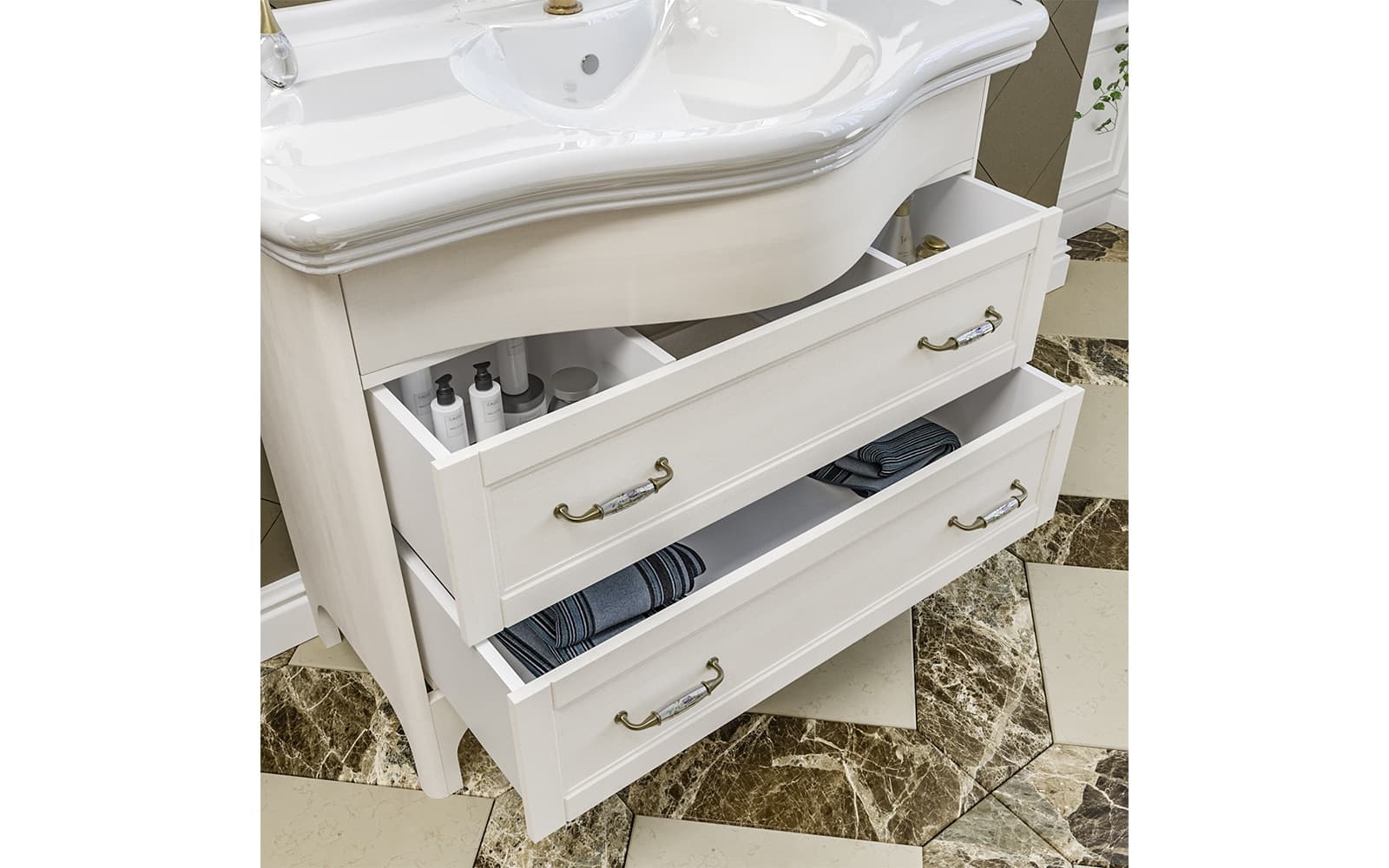 Set Mobilier Baie Dante Nuc/Alb, 115cm