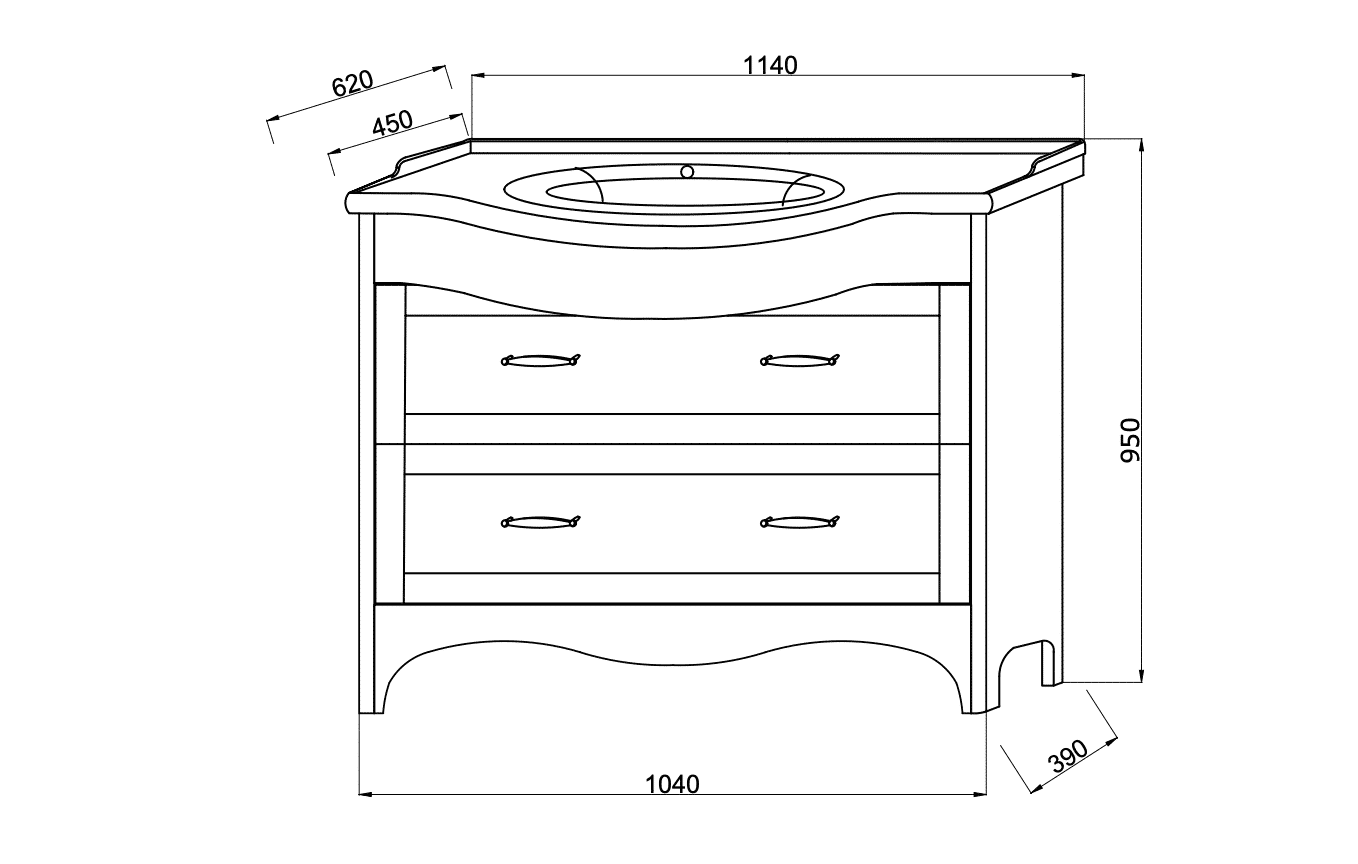 Set Mobilier Baie Dante Nuc/Alb, 115cm