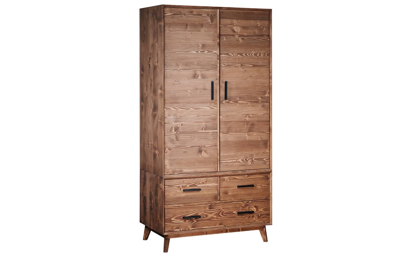 Dulap Timeless, 3 Sertare 2 Uși, Lemn Masiv, 100x55x200 cm, Whisky
