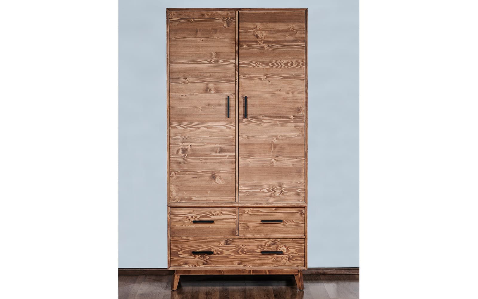 Dulap Timeless, 3 Sertare 2 Uși, Lemn Masiv, 100x55x200 cm, Whisky