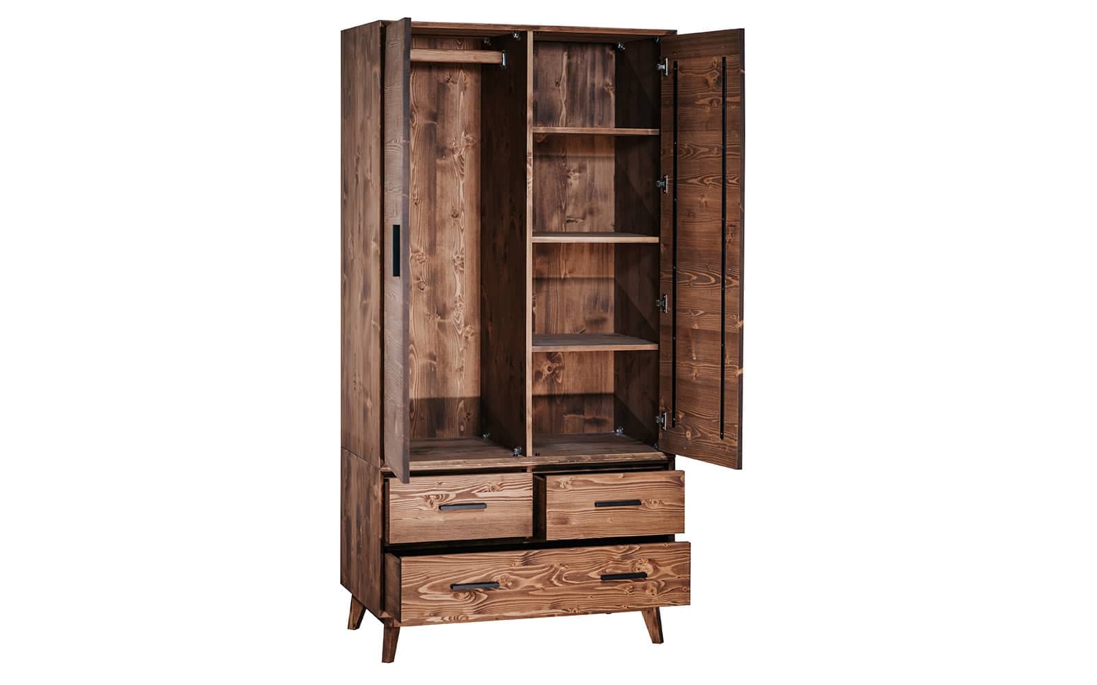 Dulap Timeless, 3 Sertare 2 Uși, Lemn Masiv, 100x55x200 cm, Whisky
