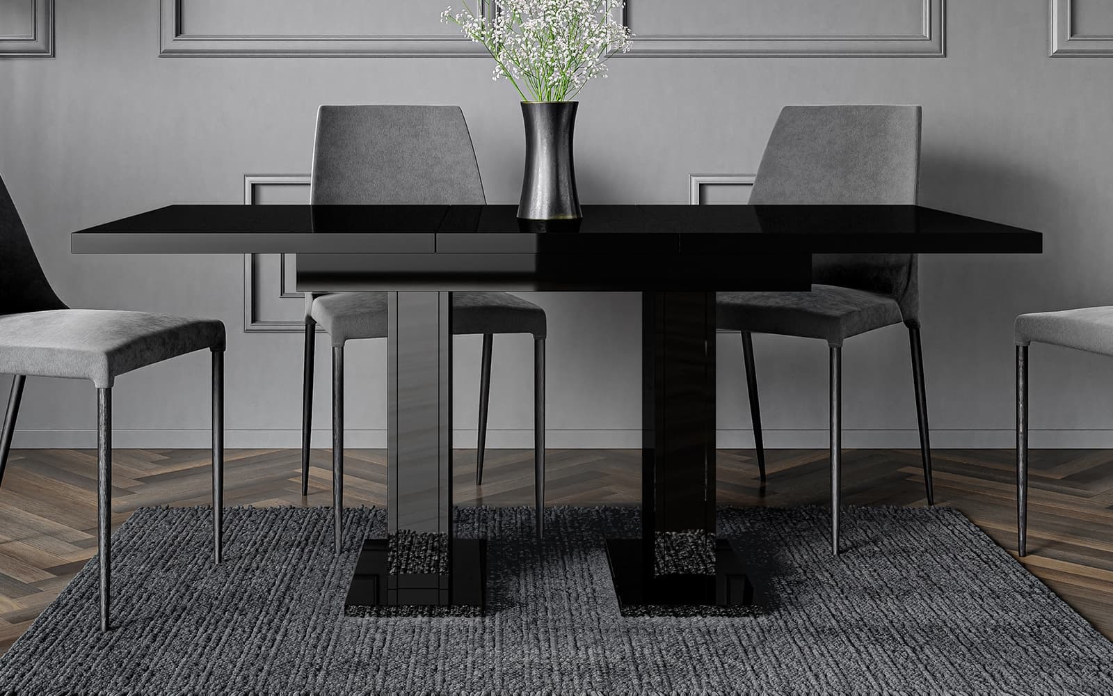 masă dining extensibilă illumina crest, 120/160x80 cm, alb (copiază)