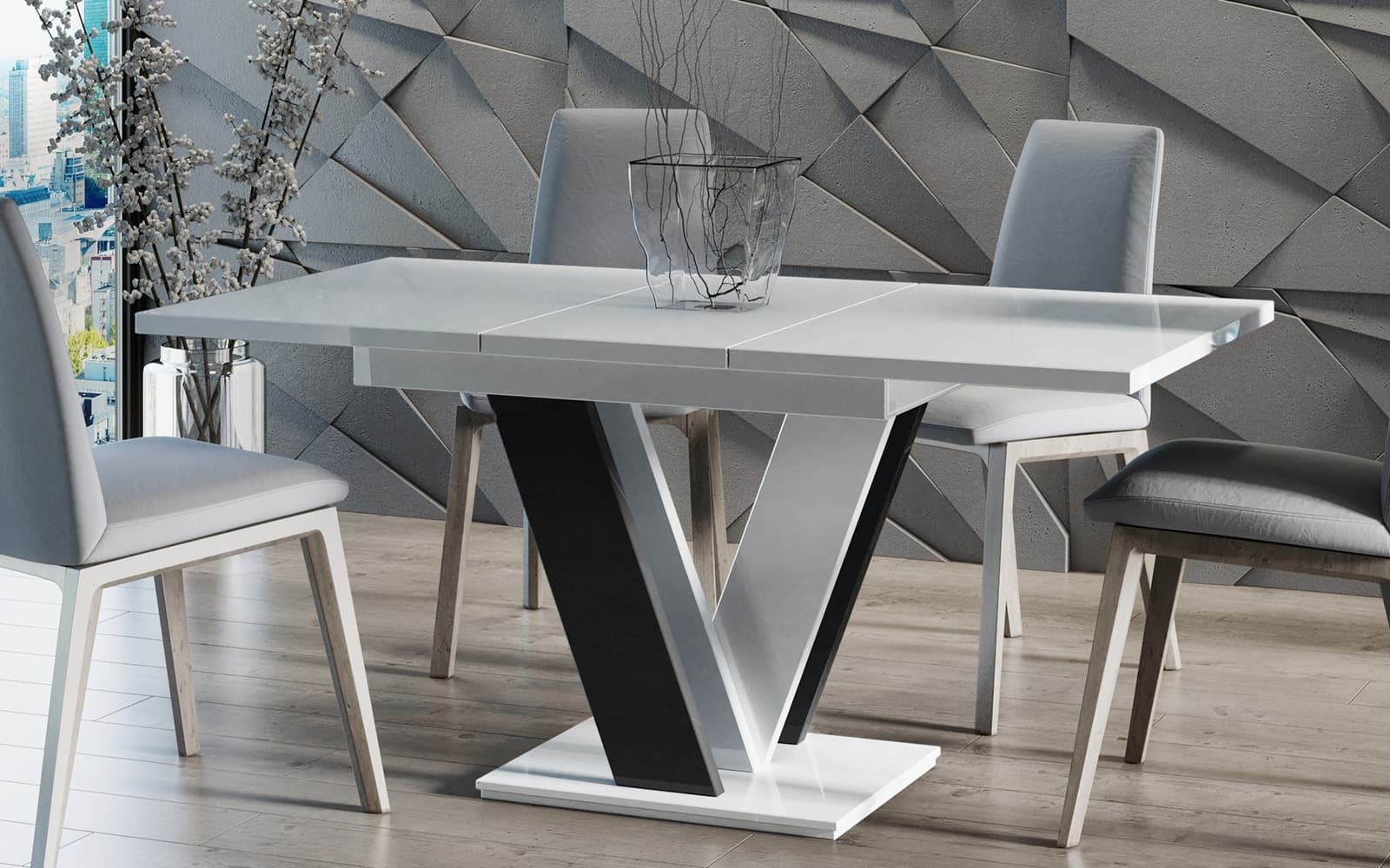 masă dining extensibilă royal stage, 140/180x80 cm, alb (copiază)