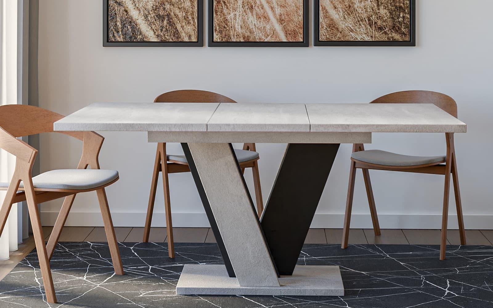 masă dining extensibilă bellavista, 120/160x90 cm, negru artizanal (copiază)