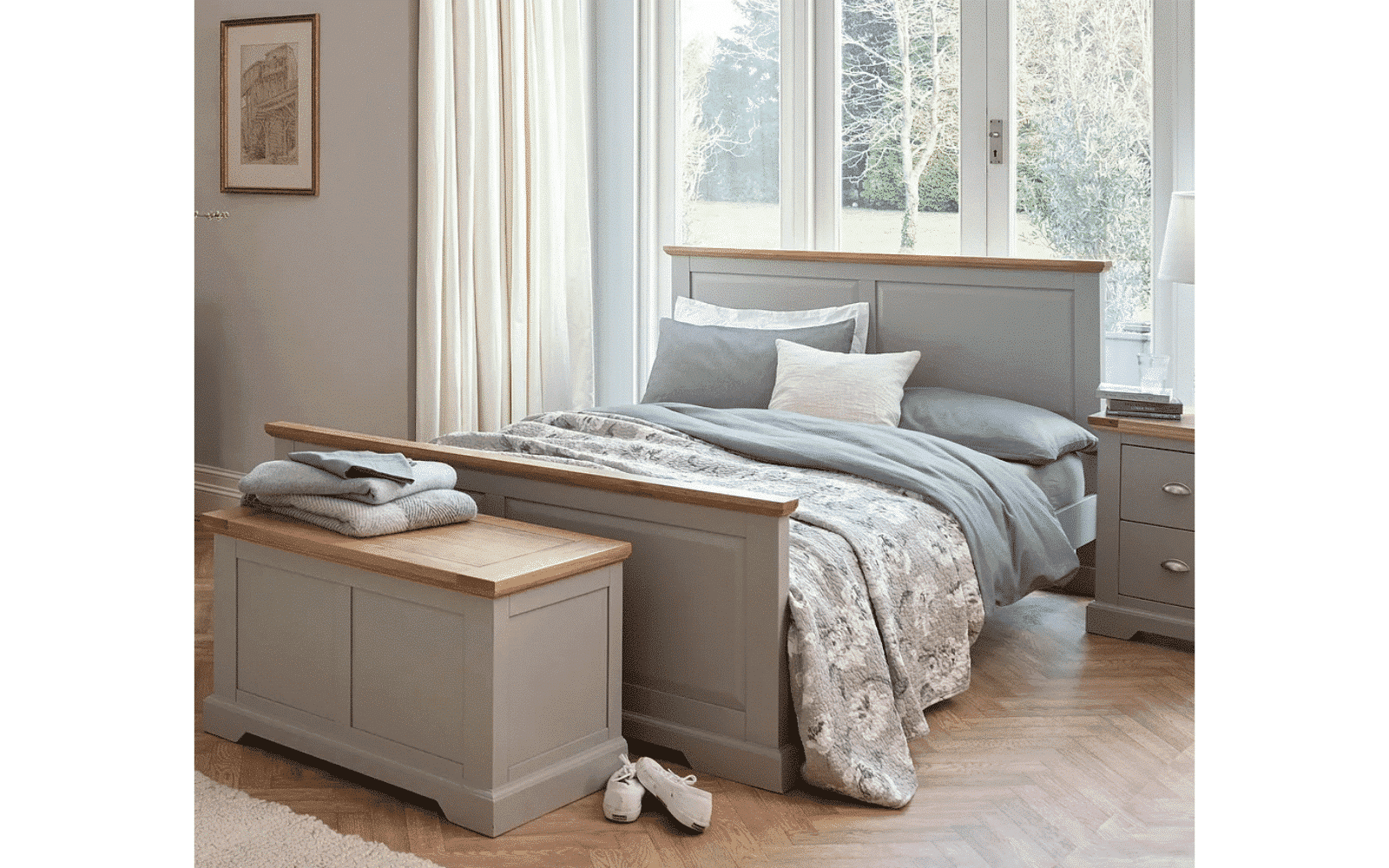 Set Dormitor Ives, Personalizabil, Lemn Masiv, Gri