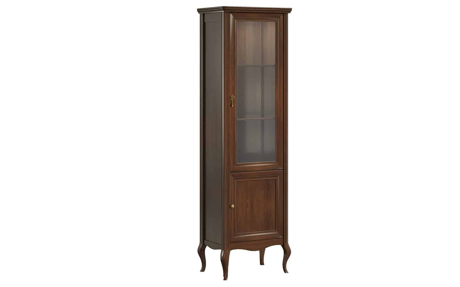 Vitrină Alexandros II, Nuc, 64,2 x 44,1 x 207,5 cm din lemn masiv