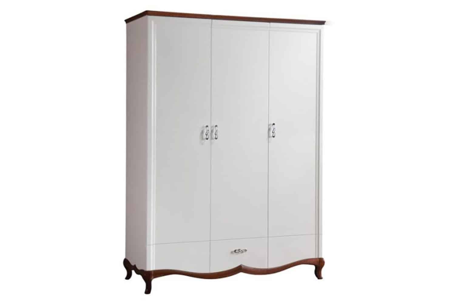 Dulap Milan, 4 Uși, Lemn Masiv, Alb-Nuc, 204,4 x 62,5 x 209,5 cm